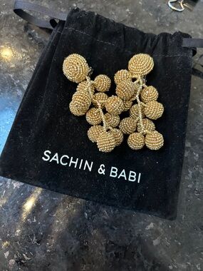 Sachin + Babi Gold Beaded Cluster Earrings